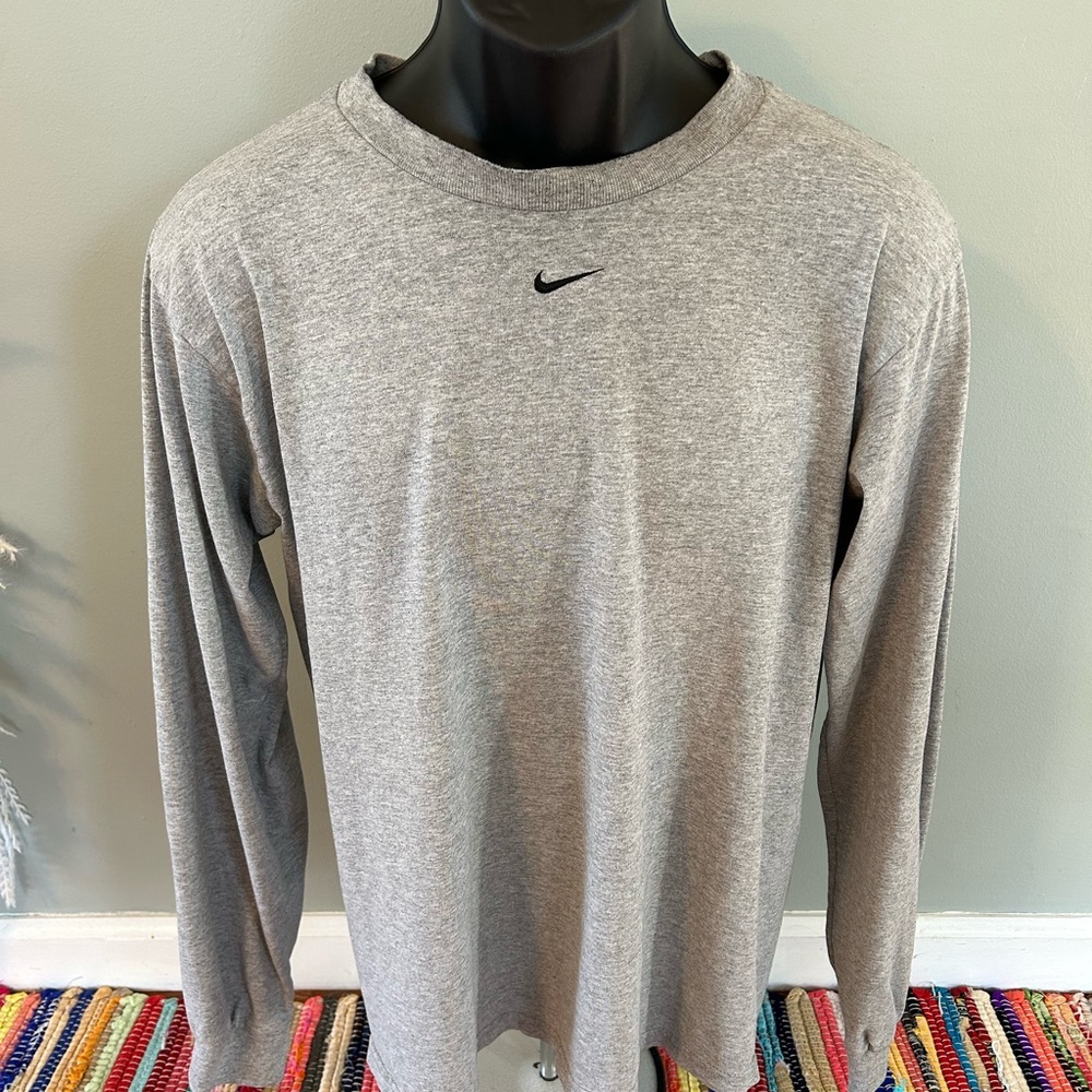90s Swoosh Logo Long Sleeve Shirt Vintage Gray Tag Small